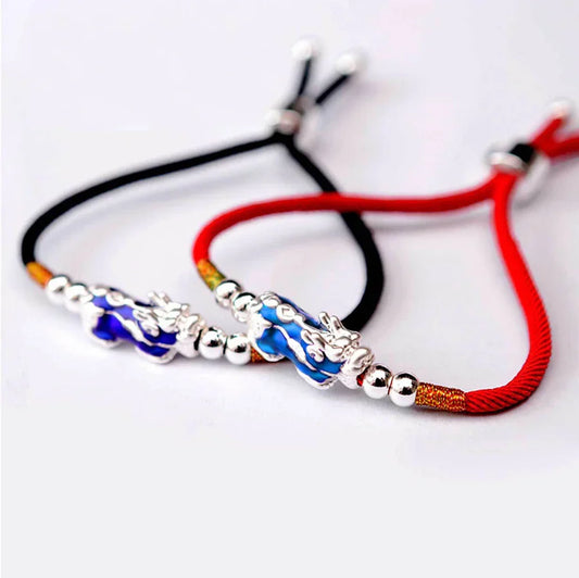 Temperature Color Changing Pixiu Bracelet - Handwoven Rope